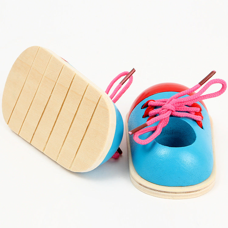 Children's educational wooden shoes laces