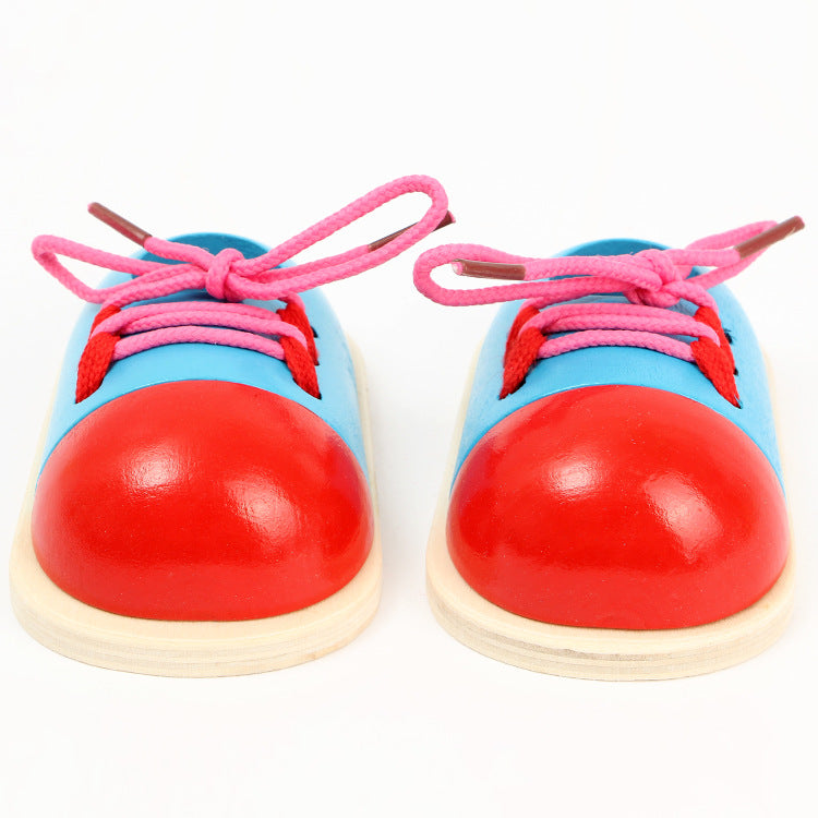 Children's educational wooden shoes laces